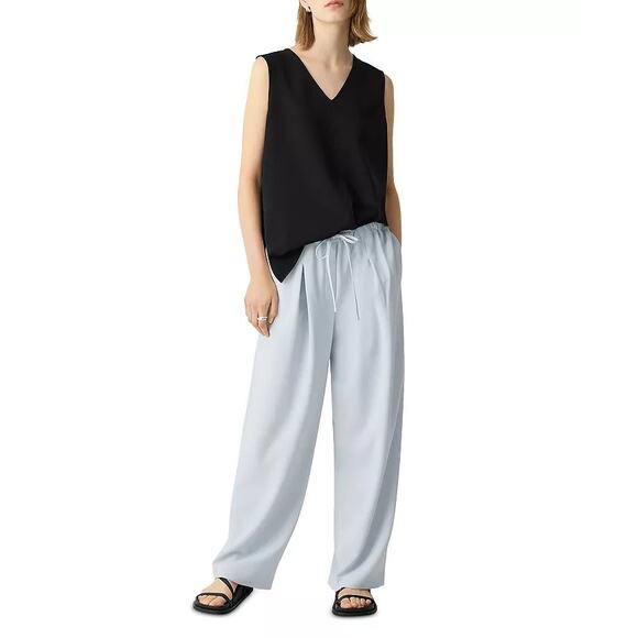 THEORY Pleated Drawstring Pants in Pearl Blue Sz 6 - Picture 2 of 7